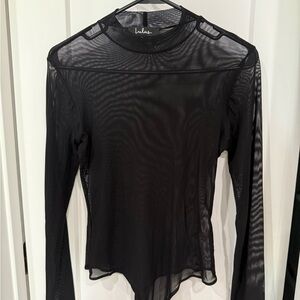 Lulu's Elegant Black Sheer Bodysuit